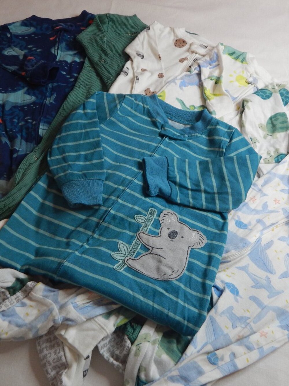 7 pcs Carter's Zip Up Footed Sleepers Pajama Bundle 12 M